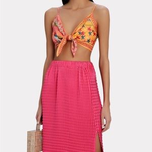 FARM RIO MIXED SCARVES TIE-FRONT TOP | SIZE MEDIUM